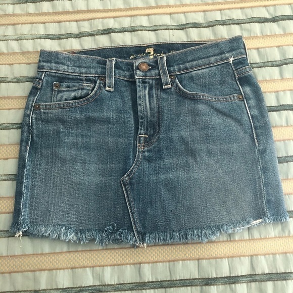 7 For All Mankind Roxy Distress Jean Mini Skirt - Picture 4 of 12